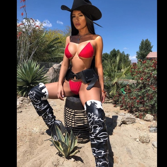 NEW! FASHION NOVA! CLEAR SKIES RED CLEAR STRAP BIKINI - Picture 5 of 9